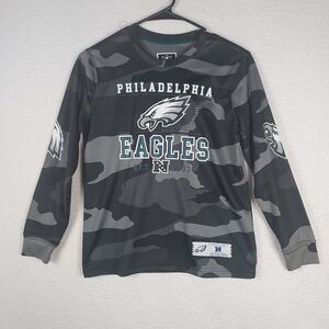 Philadelphia Eagles Youth Large 10-12 Long Sleeve Shirt NFL Team Apparel Camo